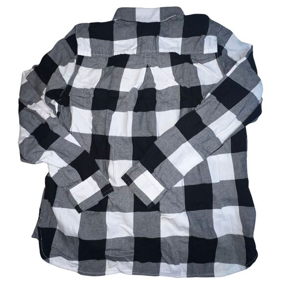 Tommy Hilfiger Shirt Women Medium Black Plaid Collard Classic Everday Henley Top - Picture 2 of 10